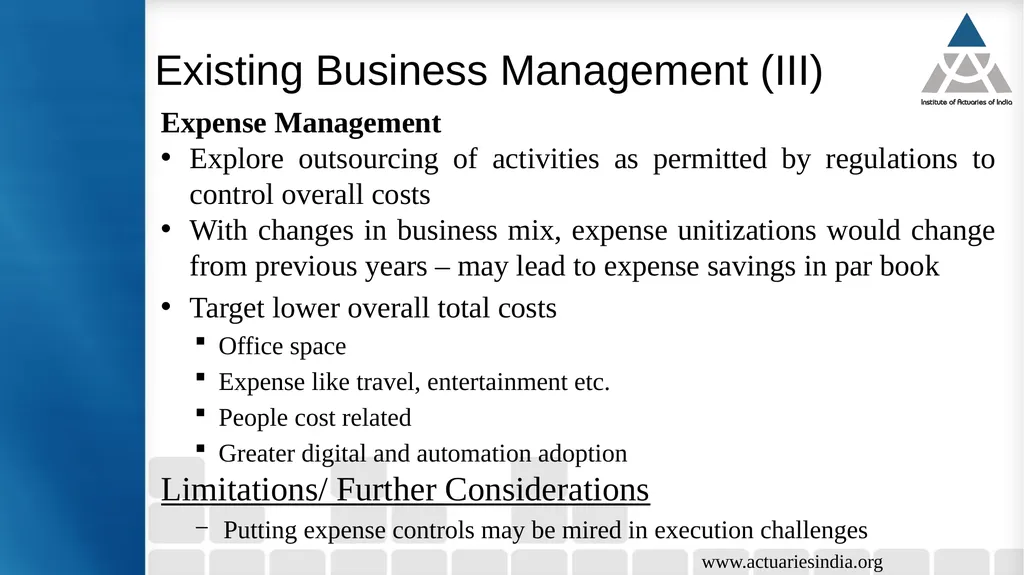 Issues in Participating Fund Management Guide : - slide 25 of 30