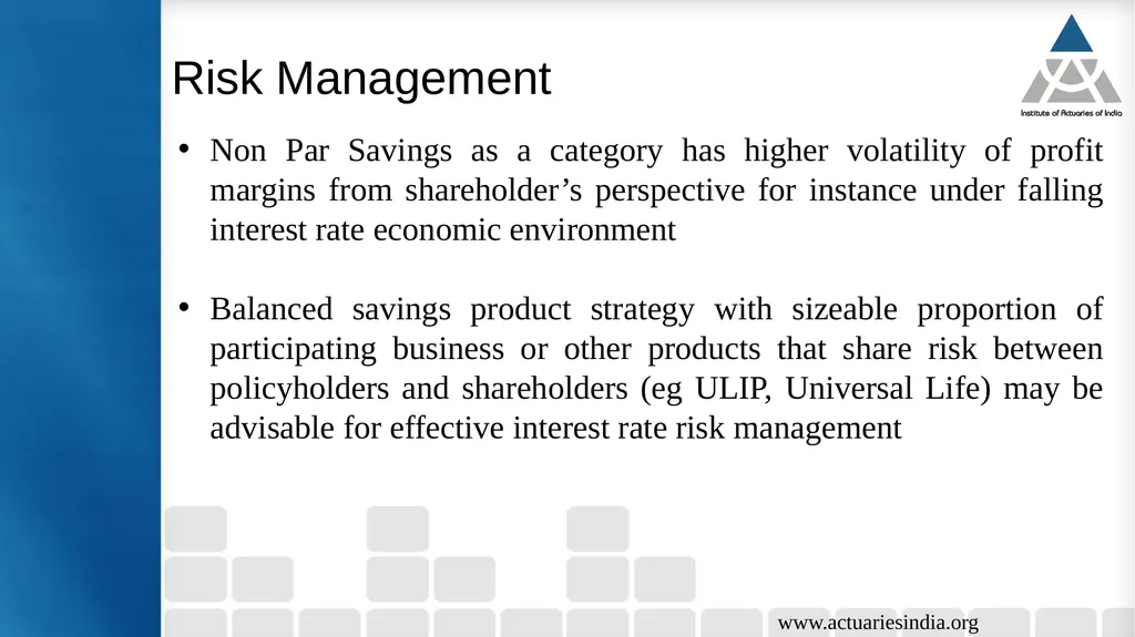 Issues in Participating Fund Management Guide : - slide 27 of 30