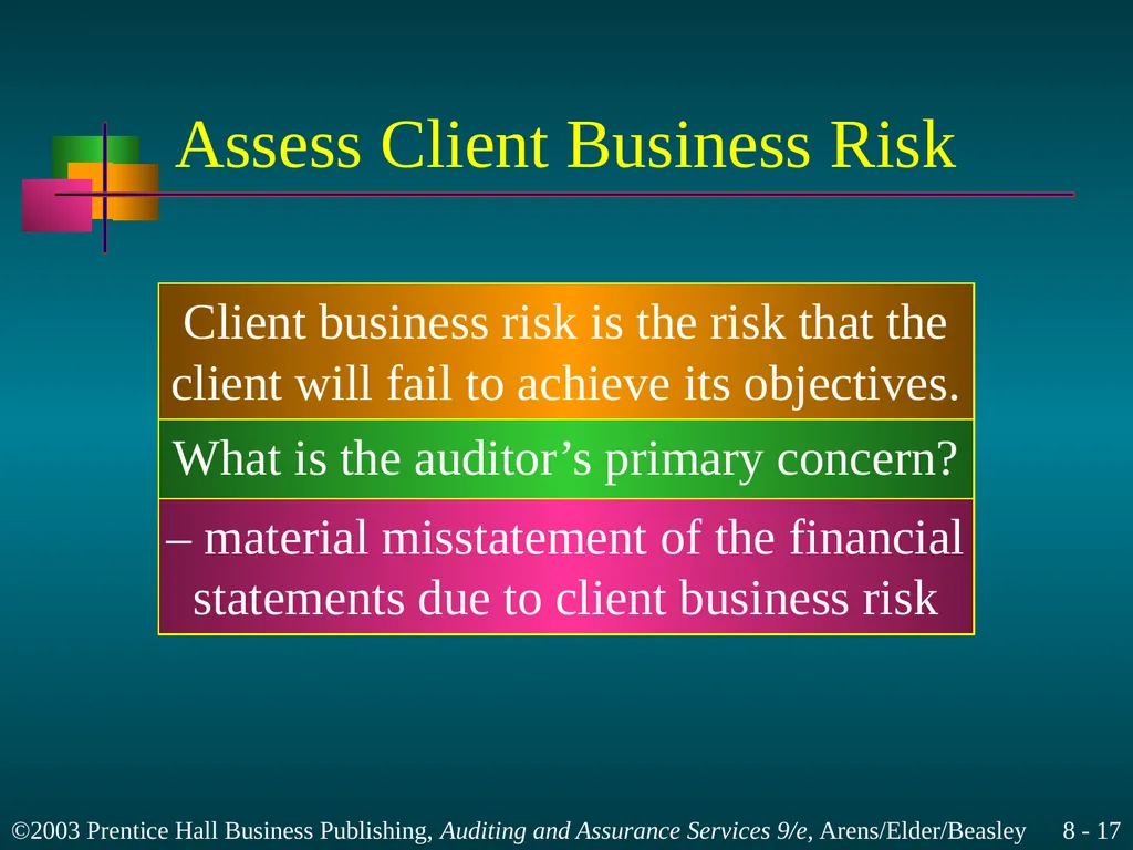 Audit Planning and Analytical Procedures Chapter 8 - slide 17 of 43