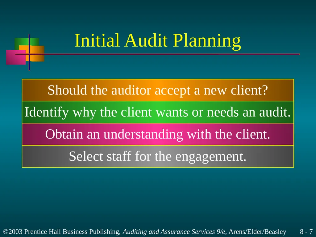 Audit Planning and Analytical Procedures Chapter 8 - slide 7 of 43