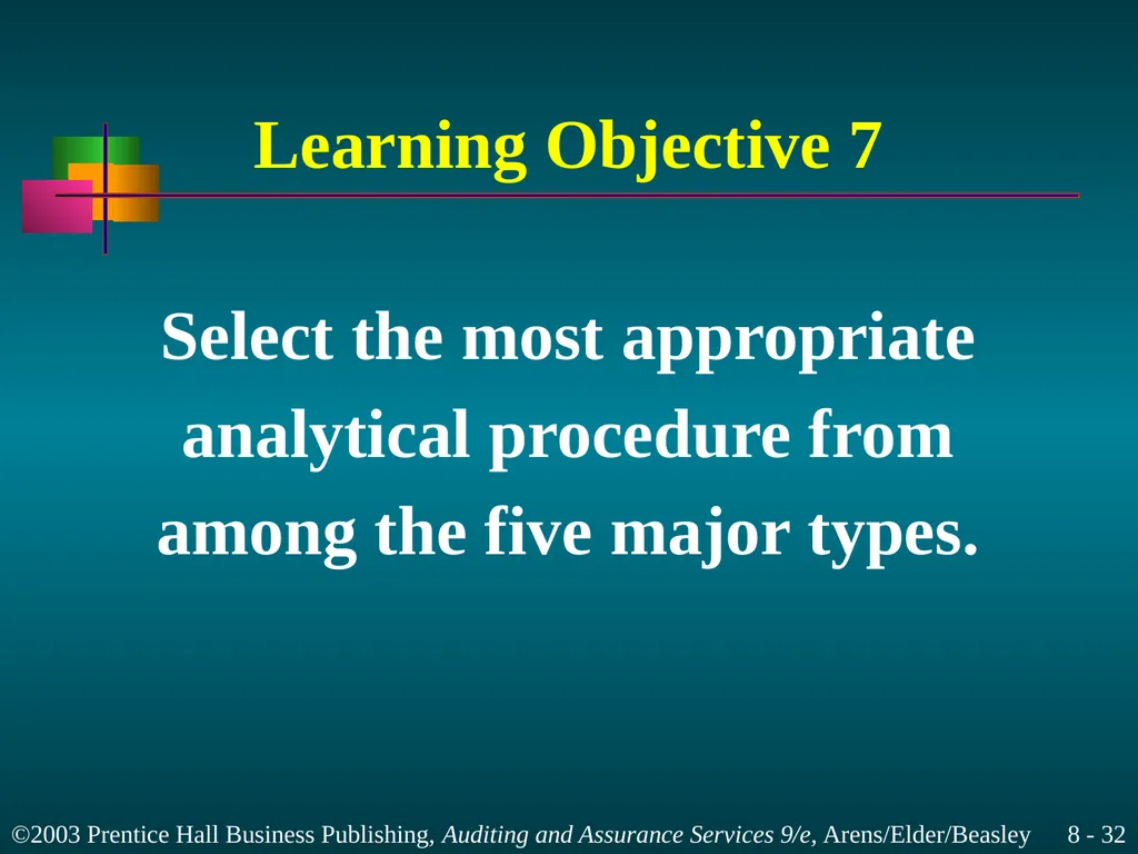 Audit Planning and Analytical Procedures Chapter 8 - slide 32 of 43