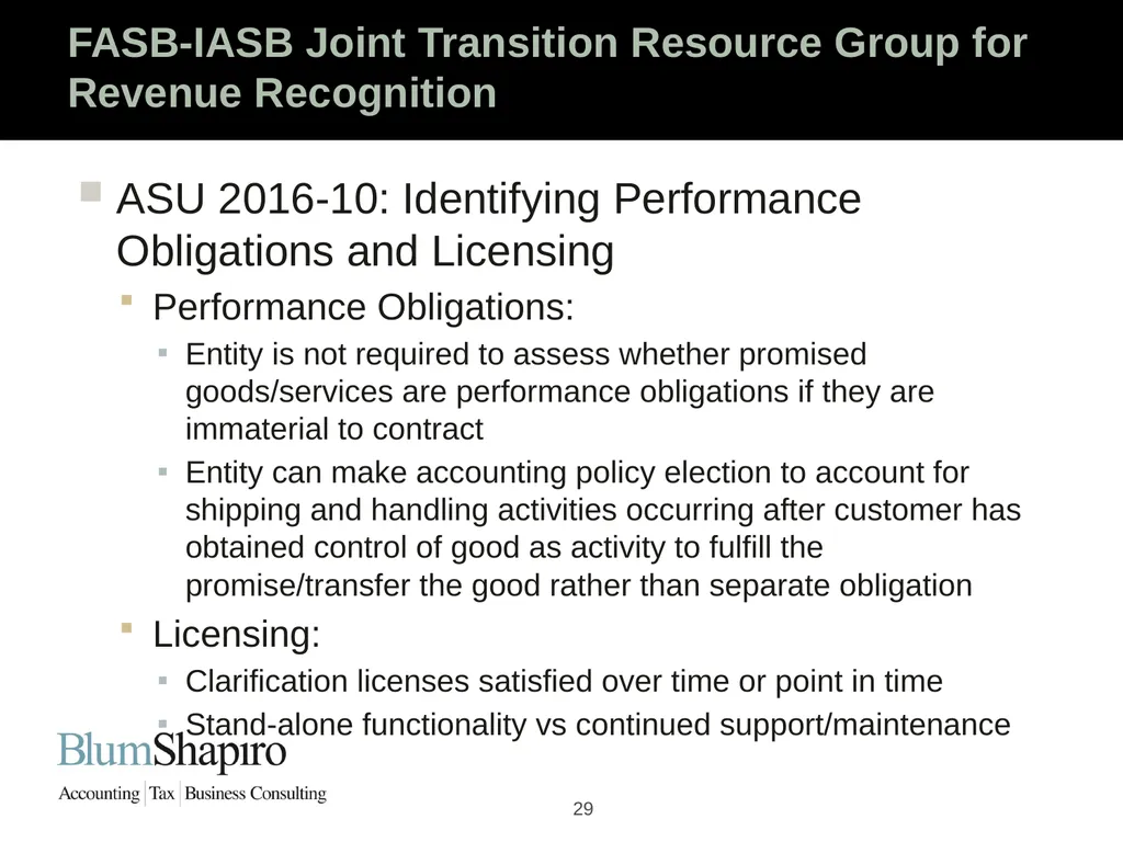 Ready Set Go! The New Revenue Recognition Rules - slide 29 of 32