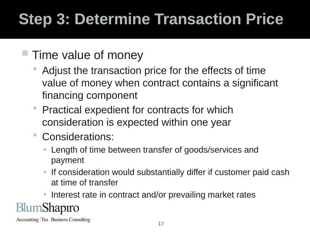 Ready Set Go! The New Revenue Recognition Rules - slide 17 of 32