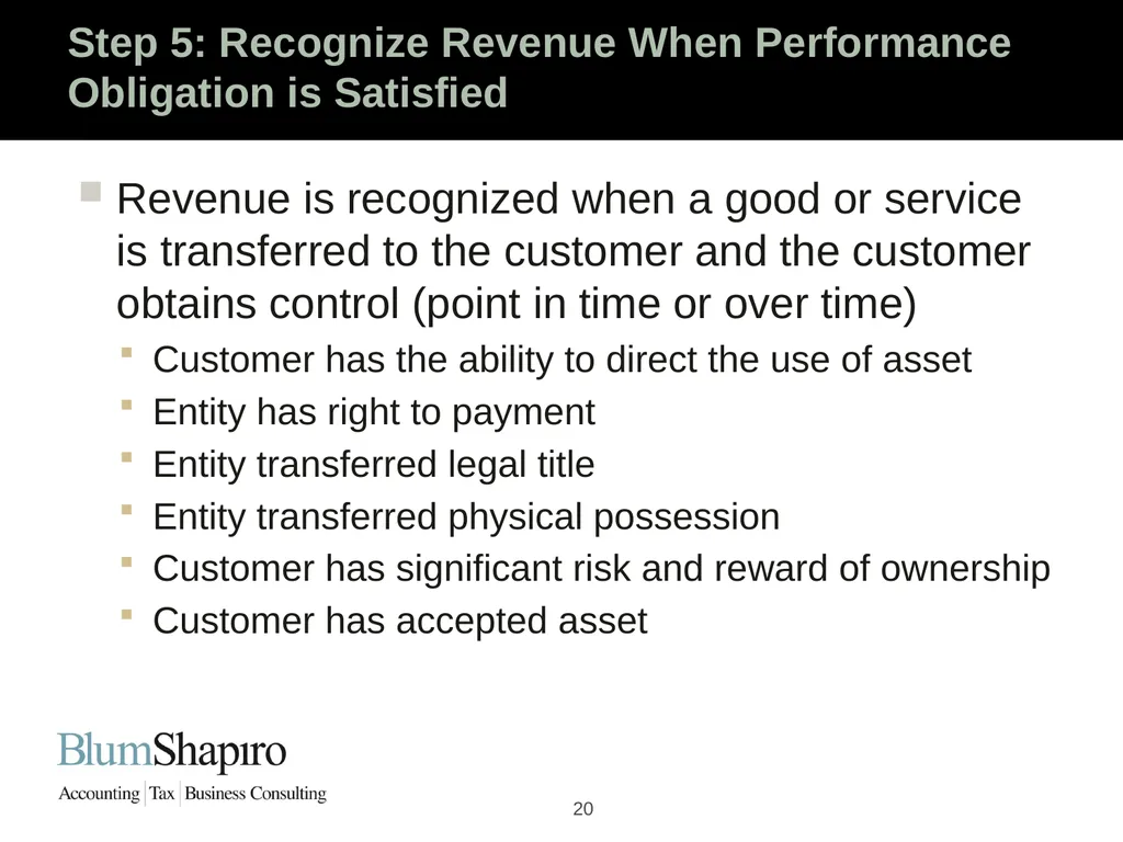 Ready Set Go! The New Revenue Recognition Rules - slide 20 of 32