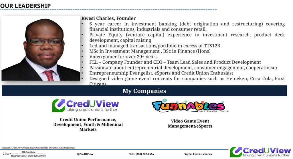 Email: kc@20vcapital.com @CredUView Tele: (868) - slide 6 of 34
