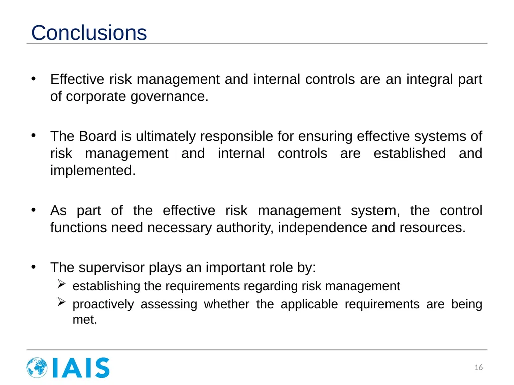ICP 8: Risk Management and Internal Controls Conor - slide 16 of 18