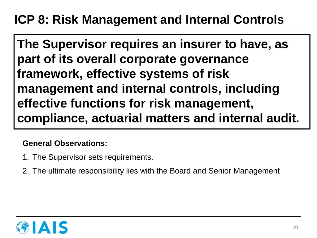 ICP 8: Risk Management and Internal Controls Conor - slide 10 of 18