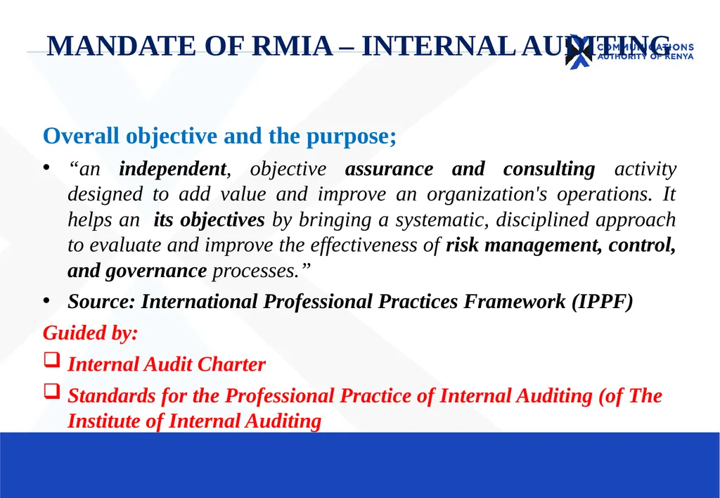 Risk Management & Internal Audit (RMIA) Department - slide 3 of 11
