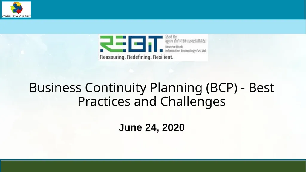 Business Continuity Planning (BCP) - Best - slide 1 of 23