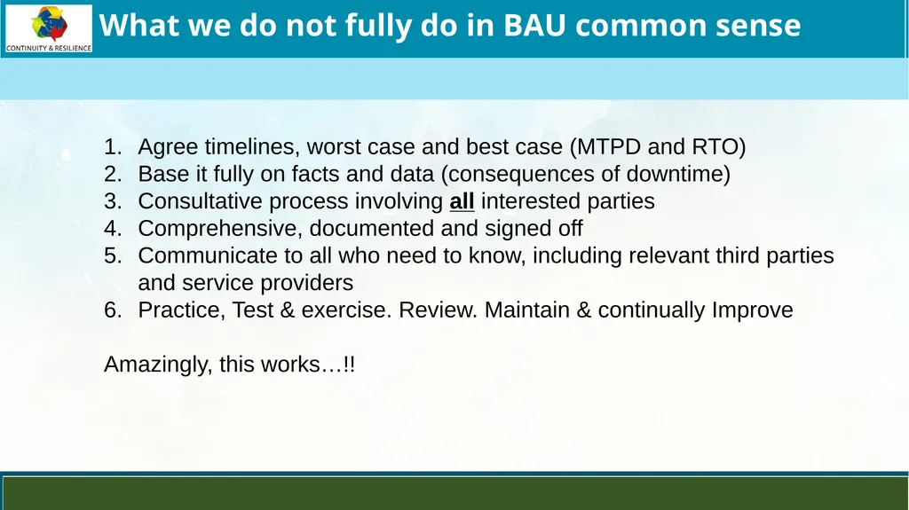 Business Continuity Planning (BCP) - Best - slide 6 of 23