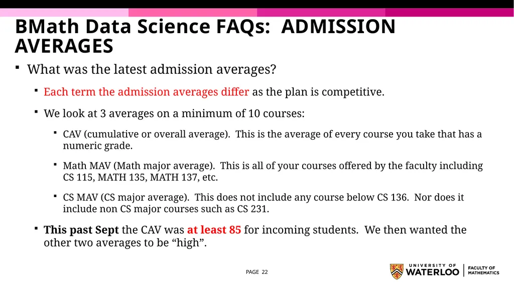 First Year Information night Statistics and - slide 22 of 58