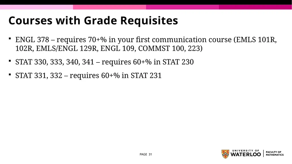 First Year Information night Statistics and - slide 31 of 58