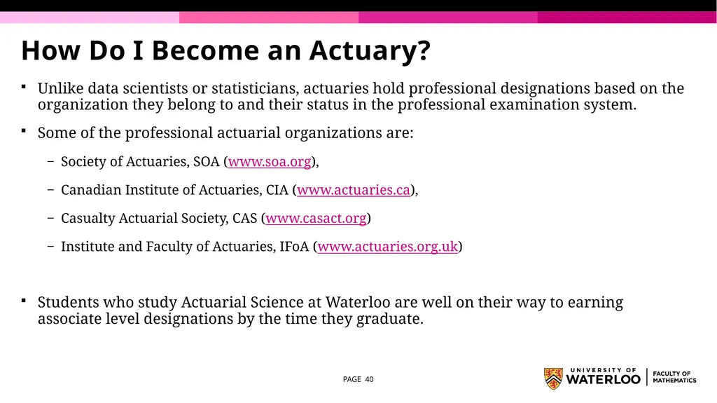 First Year Information night Statistics and - slide 40 of 58