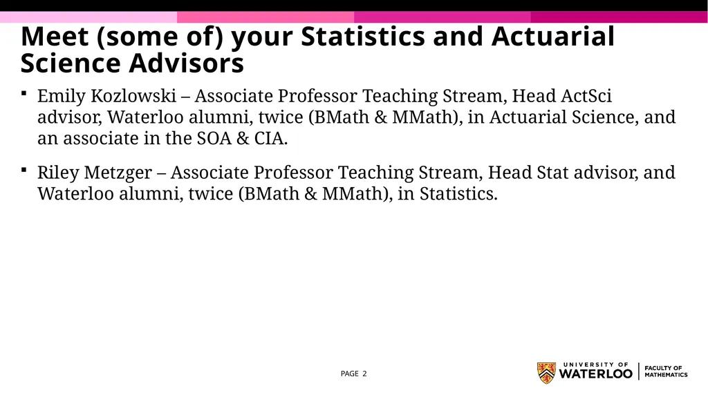 First Year Information night Statistics and - slide 2 of 58