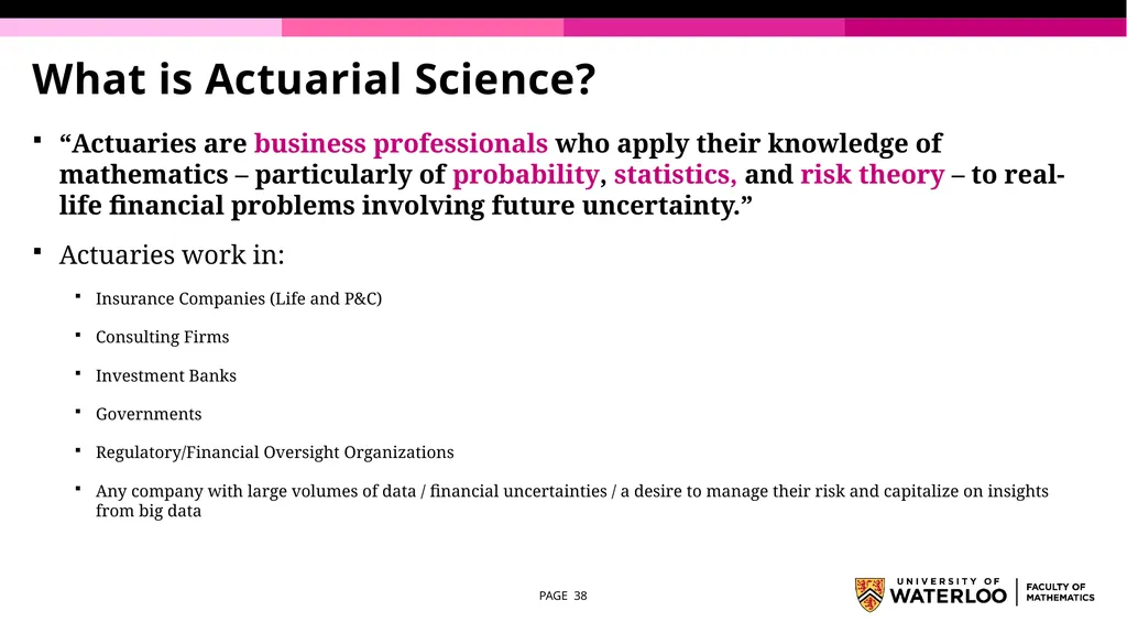 First Year Information night Statistics and - slide 38 of 58