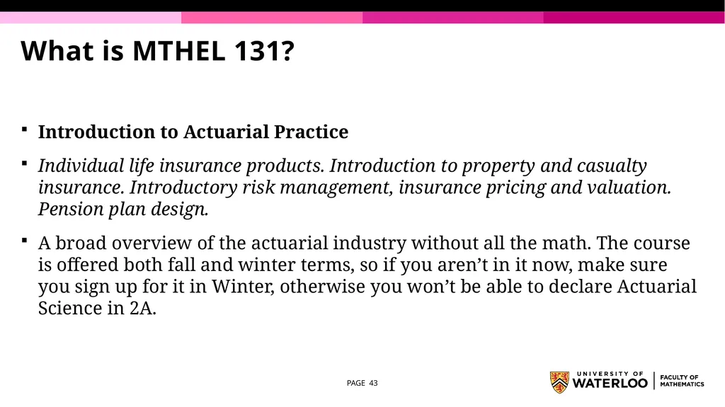 First Year Information night Statistics and - slide 43 of 58