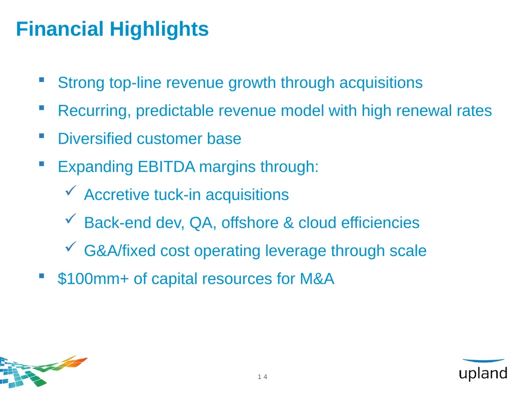 Upland Software, Inc. Raymond James Technology - slide 14 of 21