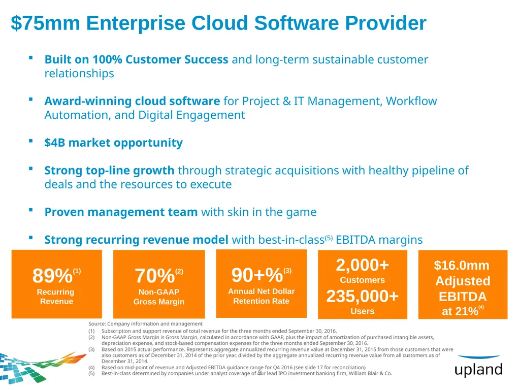 Upland Software, Inc. Raymond James Technology - slide 3 of 21