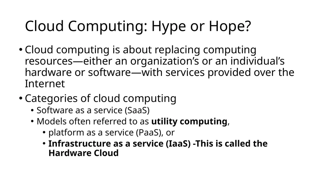 Software and Hardware in the Cloud 10-1 Learning - slide 6 of 22