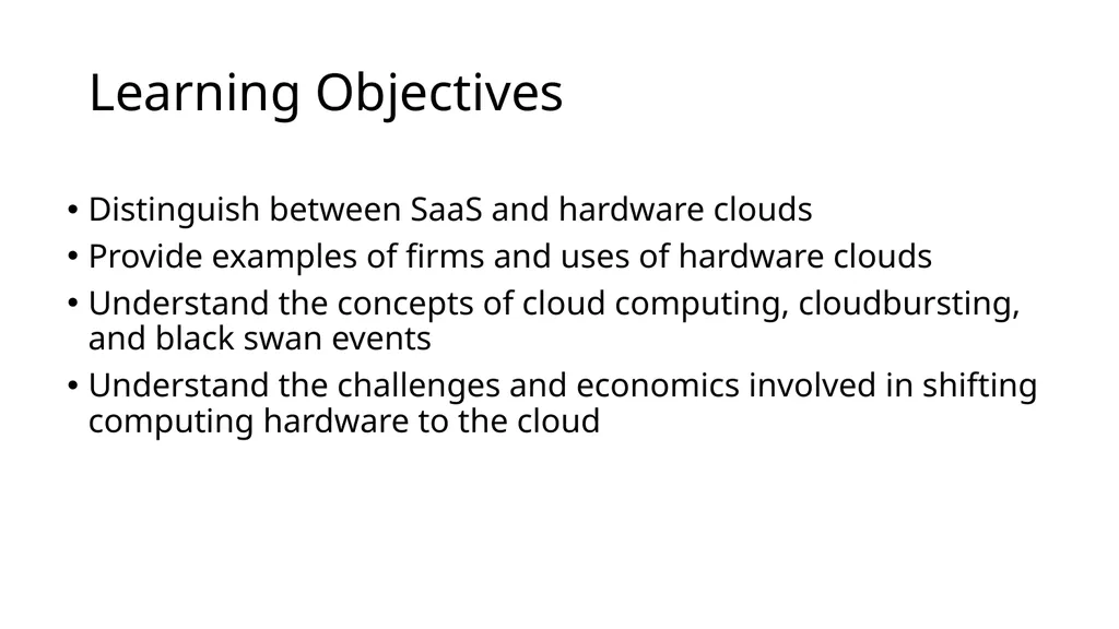 Software and Hardware in the Cloud 10-1 Learning - slide 3 of 22