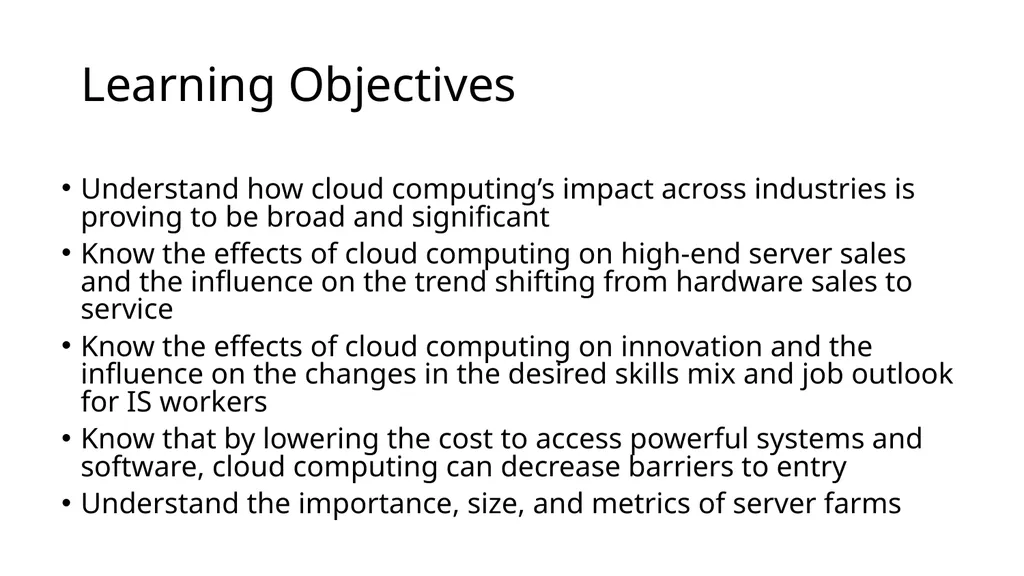 Software and Hardware in the Cloud 10-1 Learning - slide 4 of 22