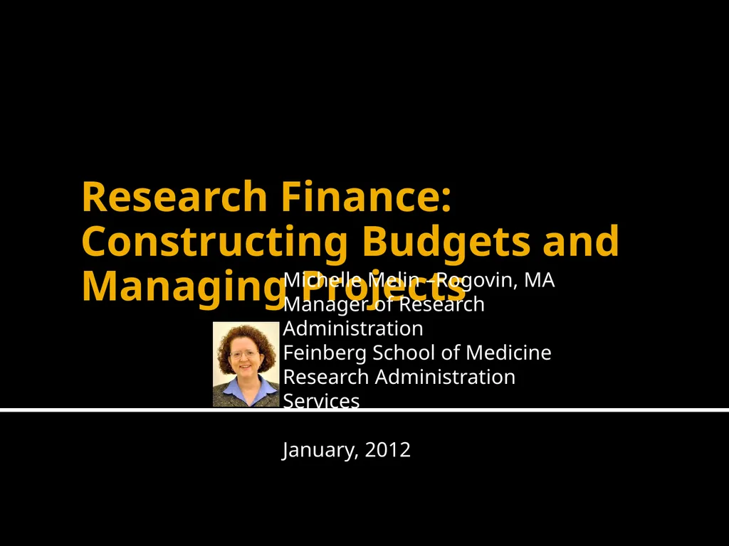Research Finance: Constructing Budgets and