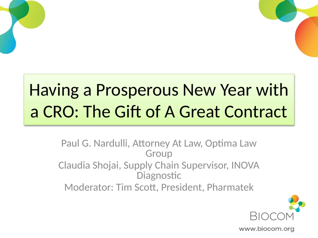 Having a Prosperous New Year with a CRO: The Gift - slide 1 of 34
