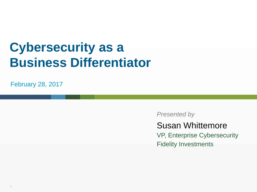 Cybersecurity as a Business Differentiator - slide 1 of 10
