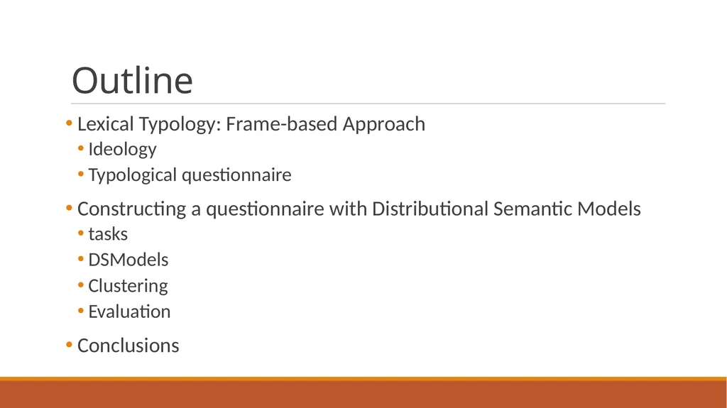 Distributional Semantic Models in Lexical - slide 2 of 30