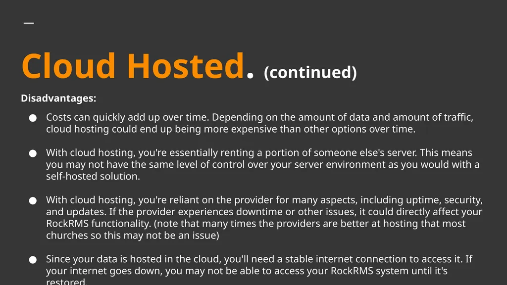 Rock 101: Choosing the Correct Hosting Solution - slide 12 of 20