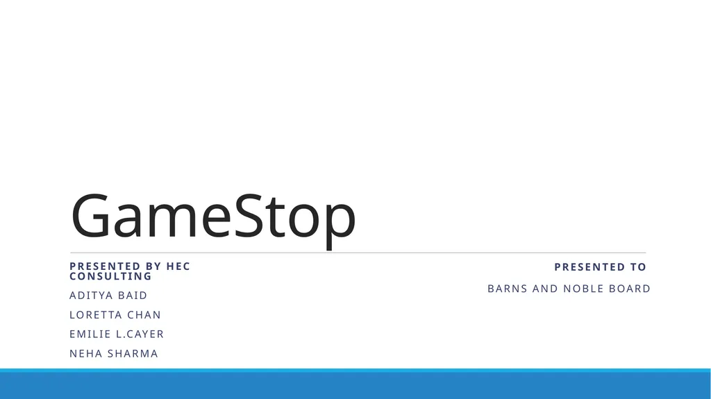 GameStop Presented by HEC CONSULTING Aditya baid