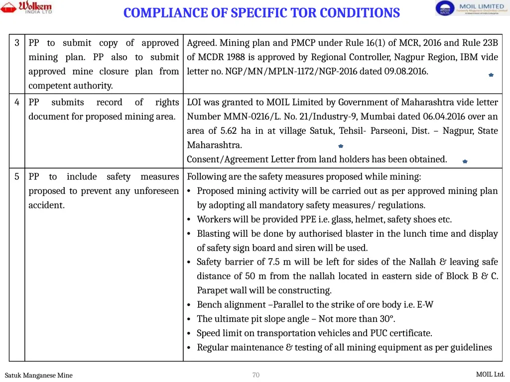 PRESENTATION FOR ENVIRONMENTAL CLEARANCE - slide 70 of 77