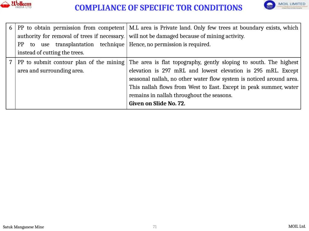 PRESENTATION FOR ENVIRONMENTAL CLEARANCE - slide 71 of 77