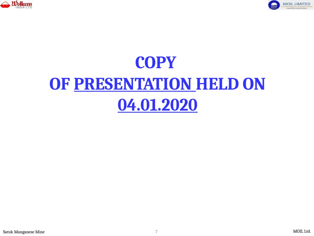 PRESENTATION FOR ENVIRONMENTAL CLEARANCE - slide 7 of 77