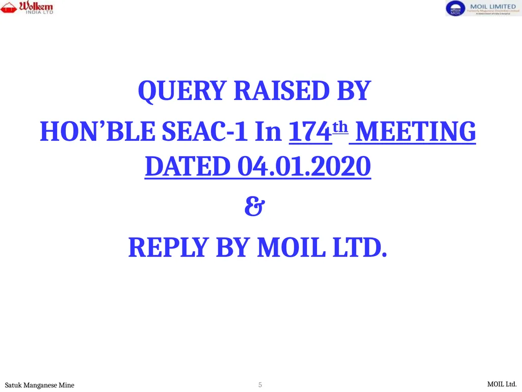 PRESENTATION FOR ENVIRONMENTAL CLEARANCE - slide 5 of 77