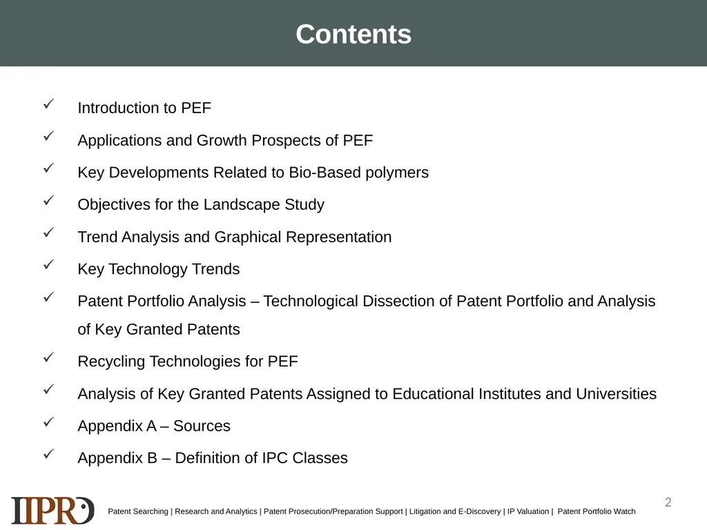 SAMPLE LANDSCAPE STUDY- POLYETHYLENE FURANOATE - slide 2 of 39