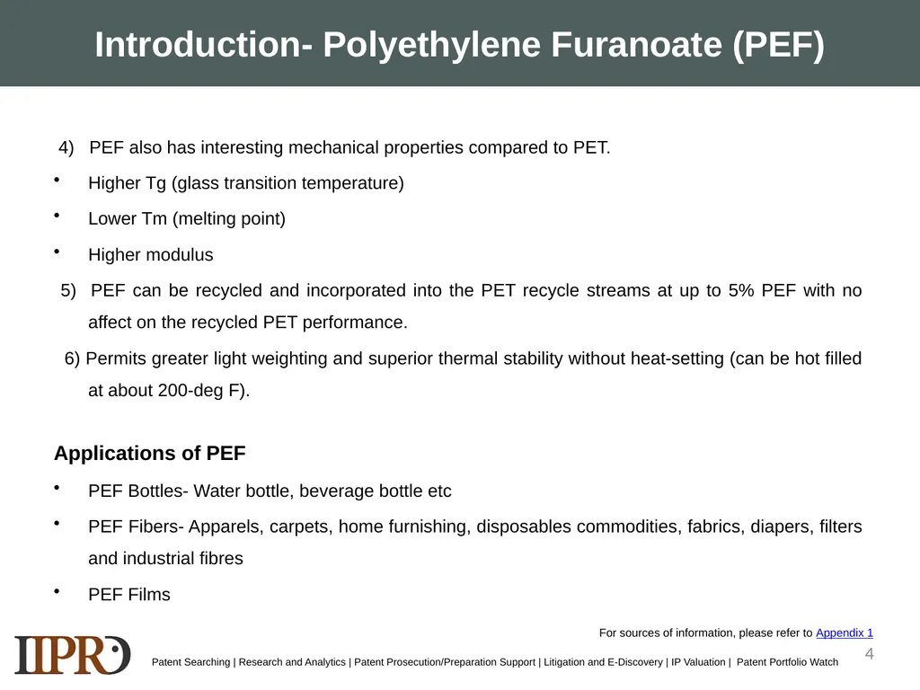 SAMPLE LANDSCAPE STUDY- POLYETHYLENE FURANOATE - slide 4 of 39