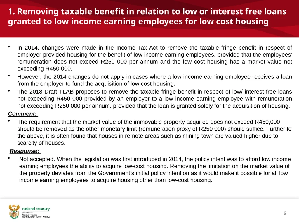 DRAFT RESPONSE DOCUMENT 2018 DRAFT TAXATION LAWS - slide 6 of 52