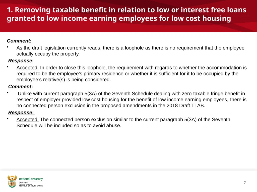 DRAFT RESPONSE DOCUMENT 2018 DRAFT TAXATION LAWS - slide 7 of 52