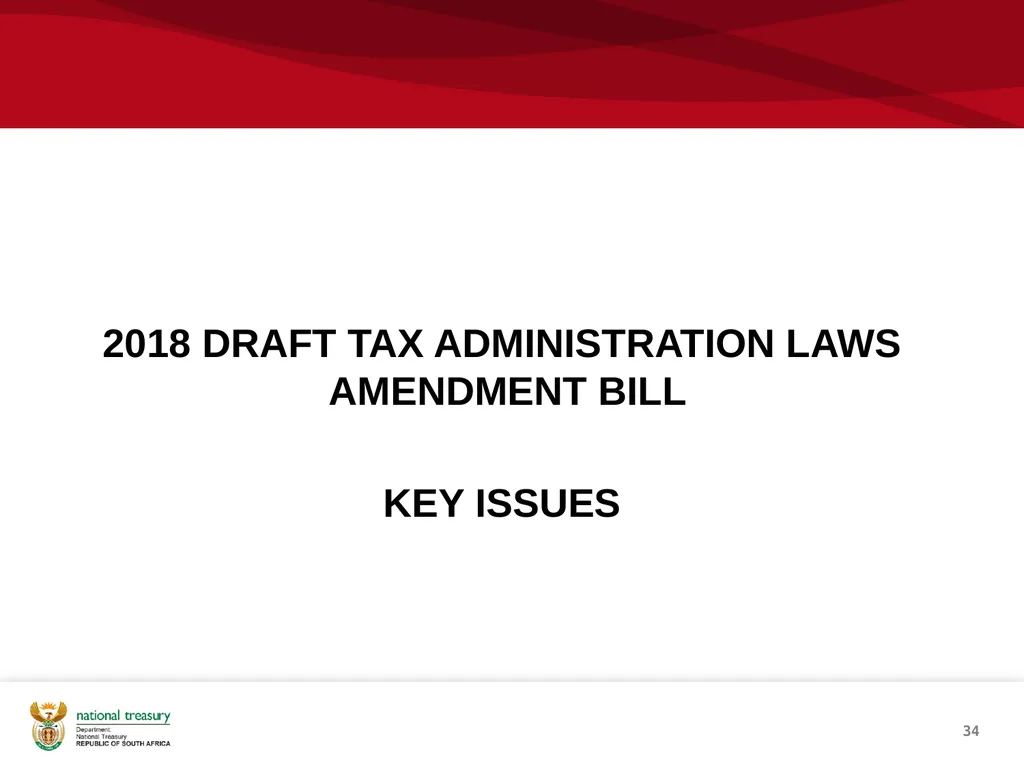 DRAFT RESPONSE DOCUMENT 2018 DRAFT TAXATION LAWS - slide 34 of 52
