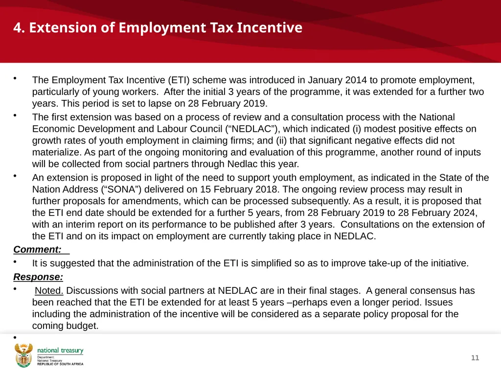 DRAFT RESPONSE DOCUMENT 2018 DRAFT TAXATION LAWS - slide 11 of 52