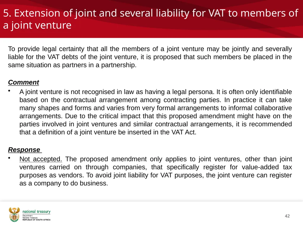 DRAFT RESPONSE DOCUMENT 2018 DRAFT TAXATION LAWS - slide 42 of 52