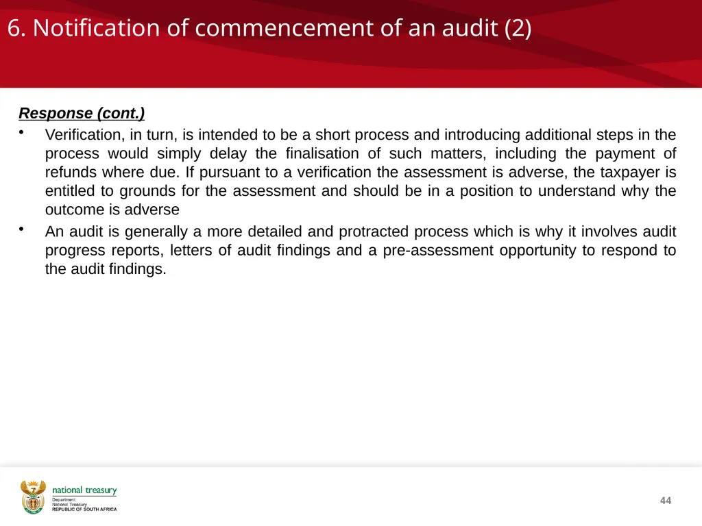 DRAFT RESPONSE DOCUMENT 2018 DRAFT TAXATION LAWS - slide 44 of 52