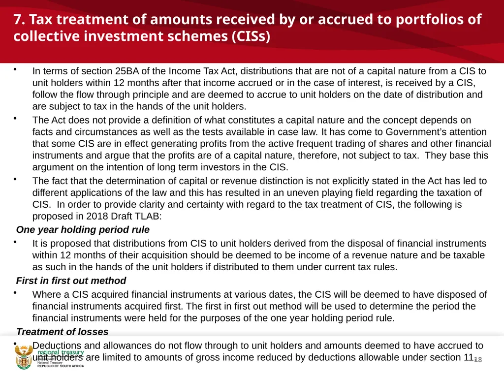 DRAFT RESPONSE DOCUMENT 2018 DRAFT TAXATION LAWS - slide 18 of 52