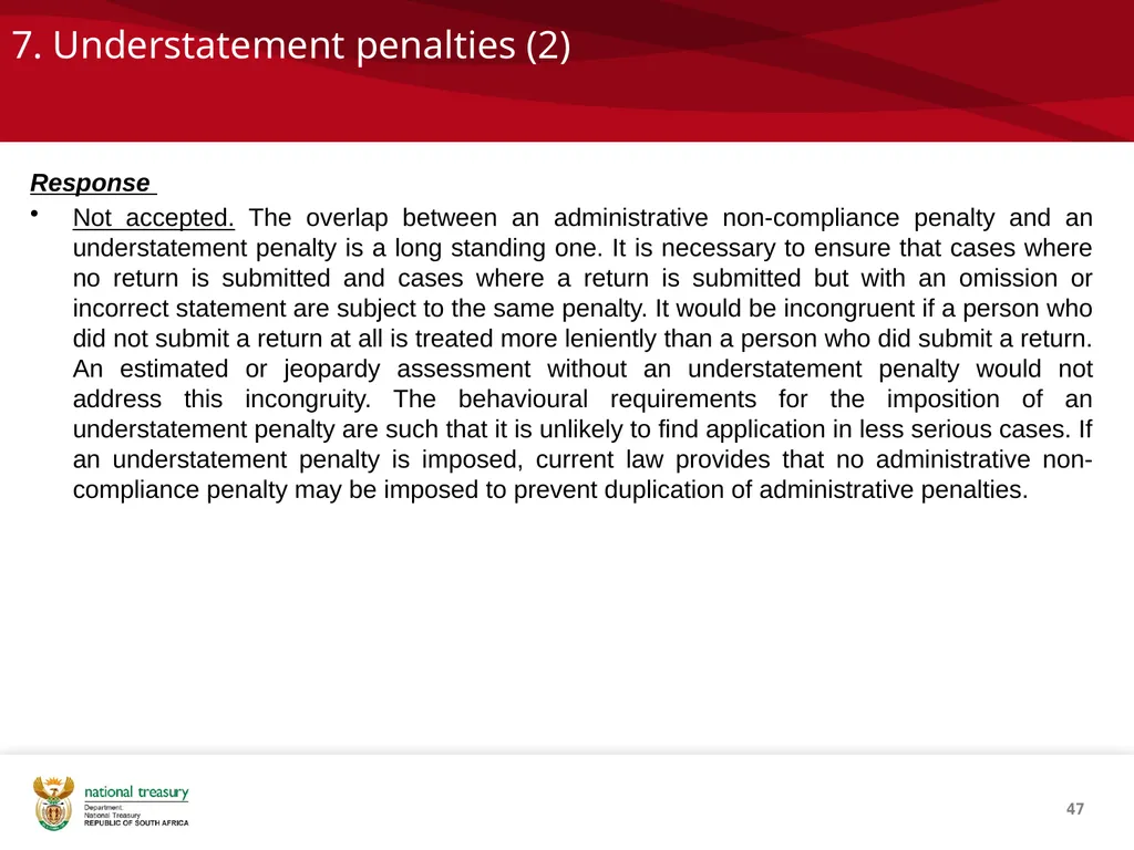 DRAFT RESPONSE DOCUMENT 2018 DRAFT TAXATION LAWS - slide 47 of 52