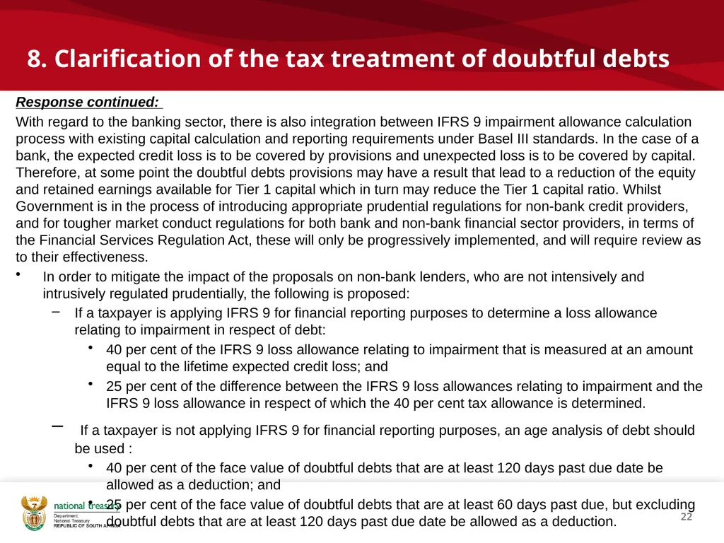 DRAFT RESPONSE DOCUMENT 2018 DRAFT TAXATION LAWS - slide 22 of 52