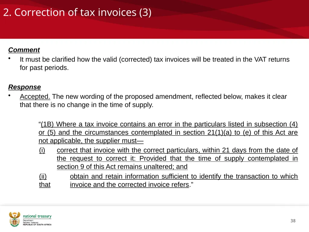 DRAFT RESPONSE DOCUMENT 2018 DRAFT TAXATION LAWS - slide 38 of 52