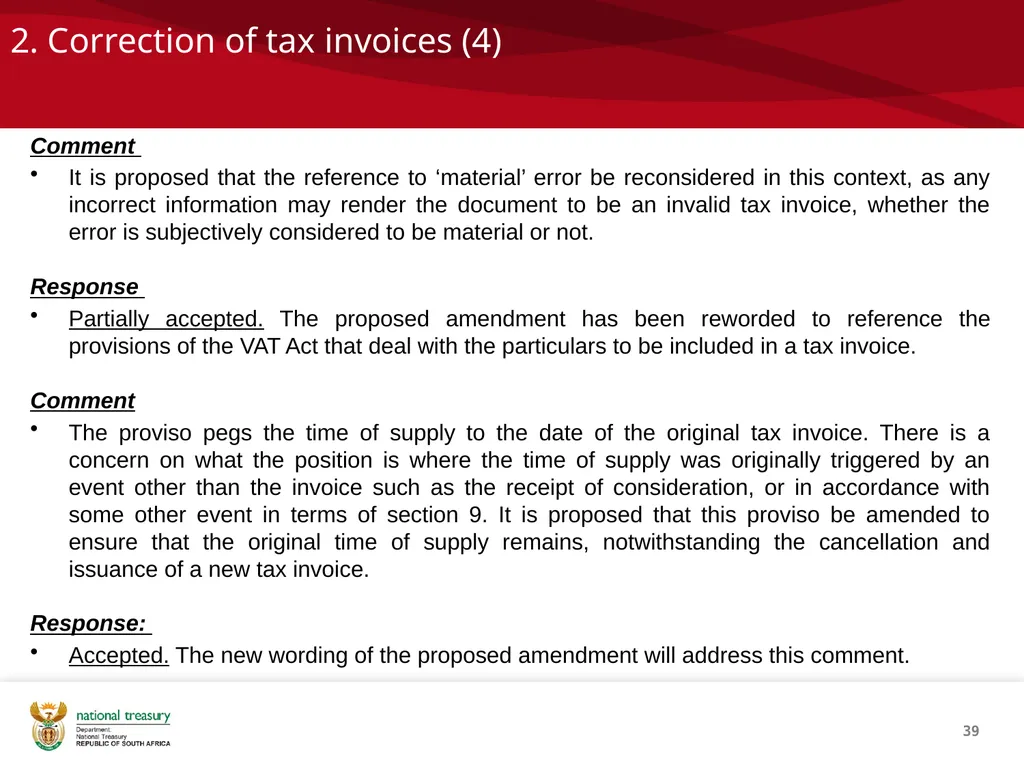 DRAFT RESPONSE DOCUMENT 2018 DRAFT TAXATION LAWS - slide 39 of 52