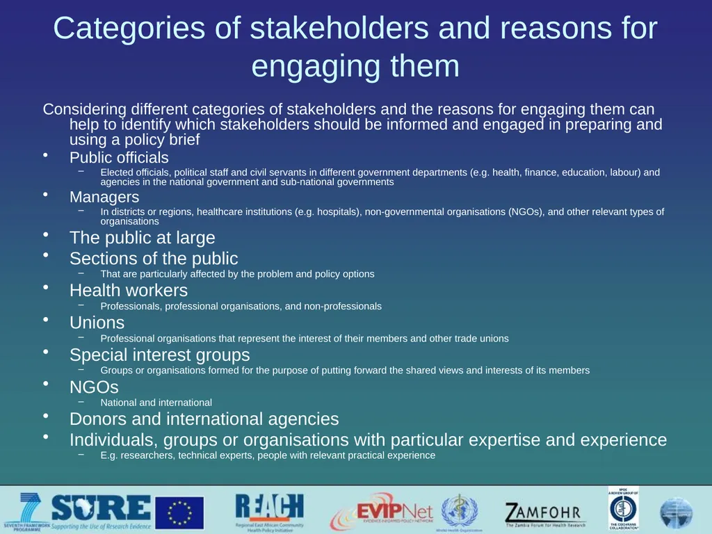 Informing and engaging stakeholders Which - slide 10 of 33
