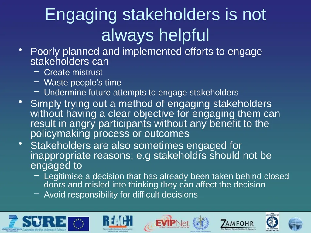 Informing and engaging stakeholders Which - slide 4 of 33
